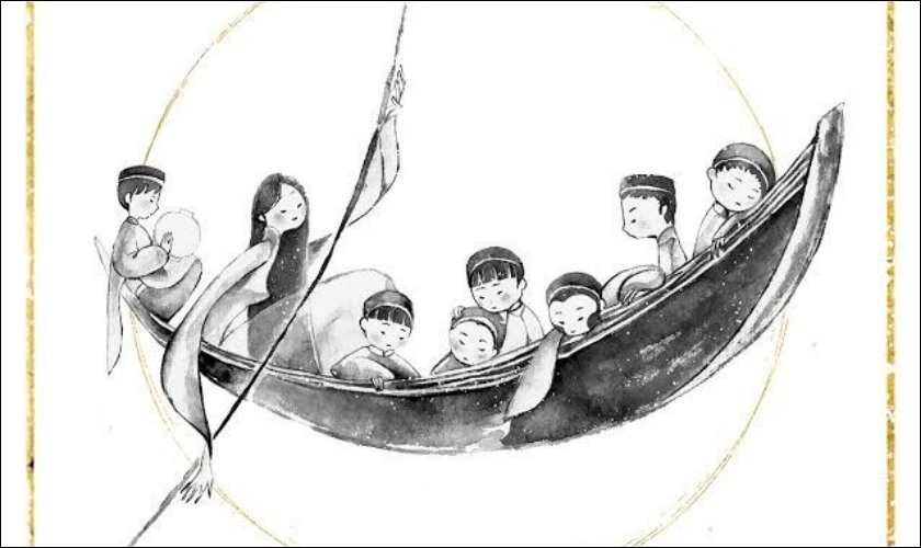 Tranh người lái đò 20/11 nhiều ý nghĩa, cảm xúc
