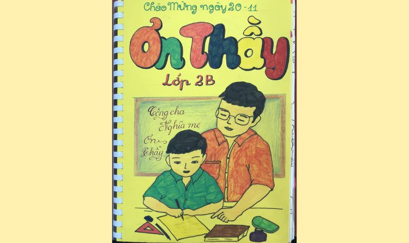 Tranh vẽ 20/11 trên tập san cảm động