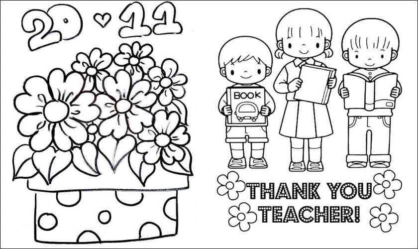 Tranh tô màu 20/11 cho các bé thiếu nhi