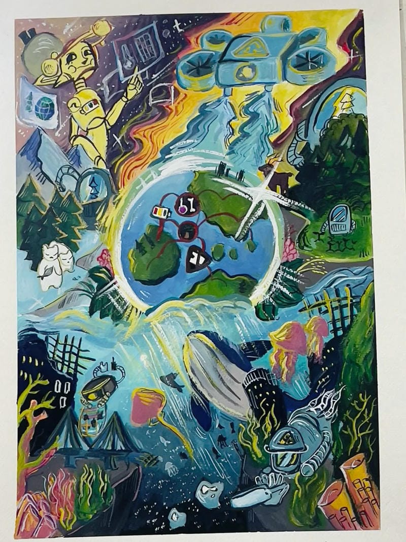 hình vẽ tranh gửi tương lai xanh 2050