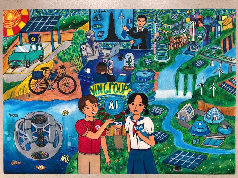 Vẽ tranh gửi tương lai xanh 2050 đơn giản