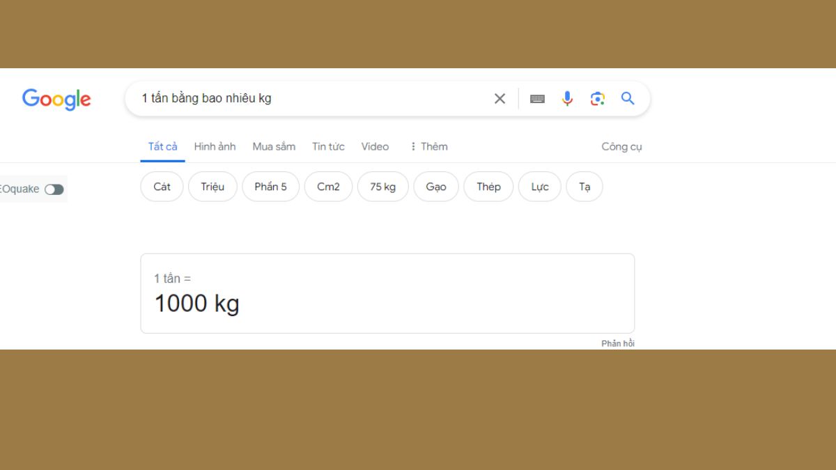 Quy đổi 1 tấn bằng bao nhiêu kg bằng Google bước 3