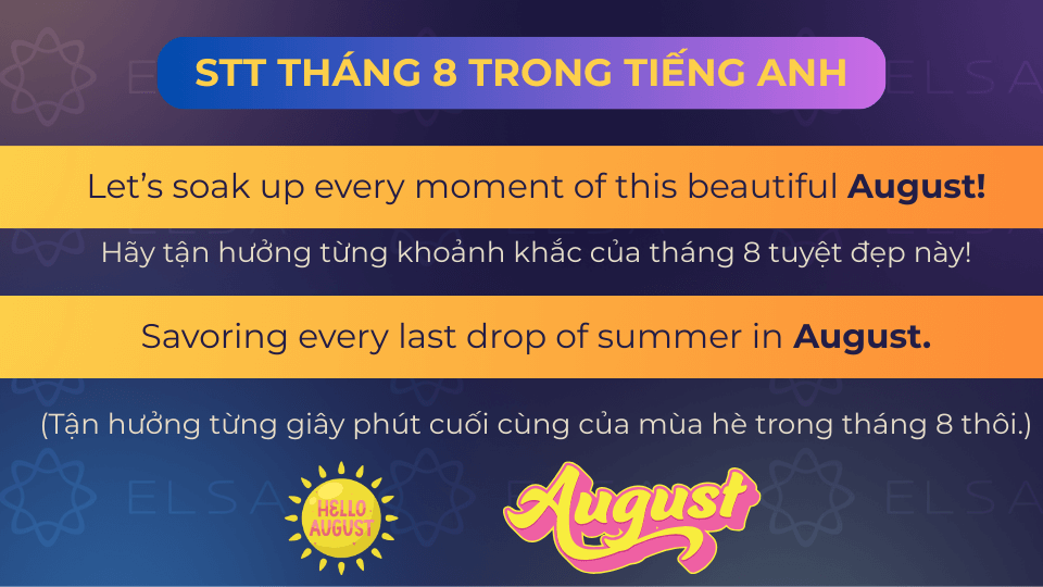 Stt tháng 8 trong tiếng Anh