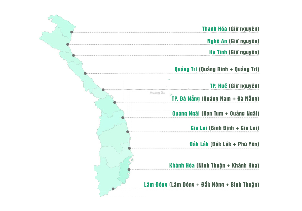 Các tỉnh miền Trung sau sáp nhập còn 11 đơn vị hành chính