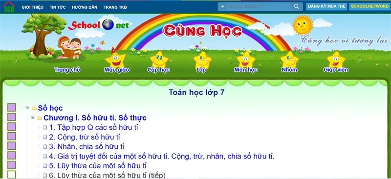 cunghoc.vn - Trang web học Toán lớp 7 online