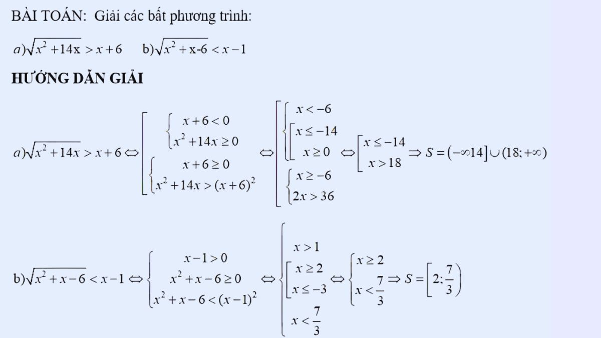 Dạng toán bất phương trình chứa căn bậc hai