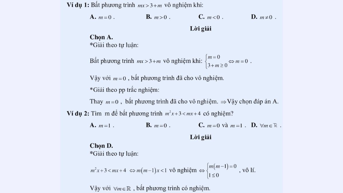 Dạng toán bất phương trình chứa tham số