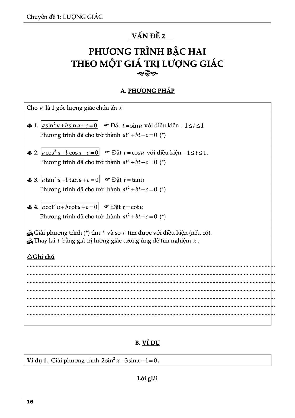 Giải các phương trình lượng giác lớp 11