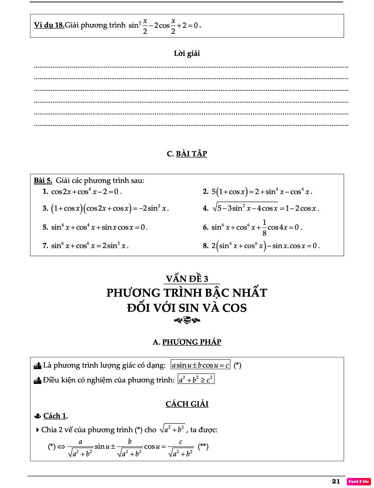 Giải phương trình lượng giác lớp 11