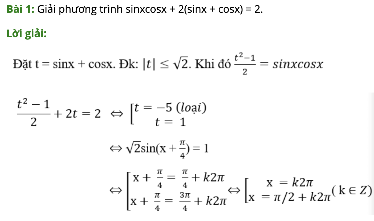 Bài tập phương trình lượng giác đối xứng, phản đối xứng có đáp án