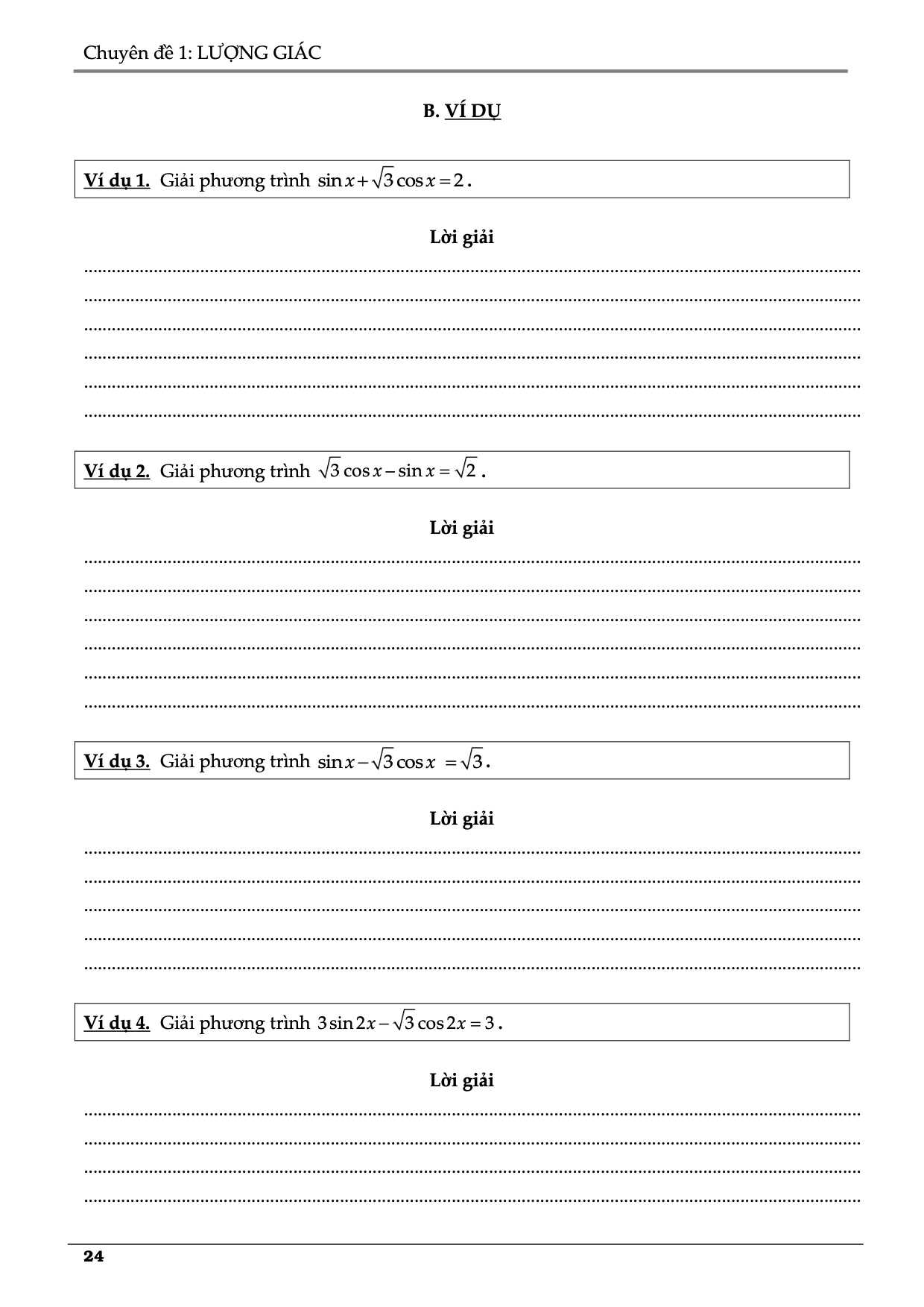 Các dạng bài tập hàm số lượng giác 11