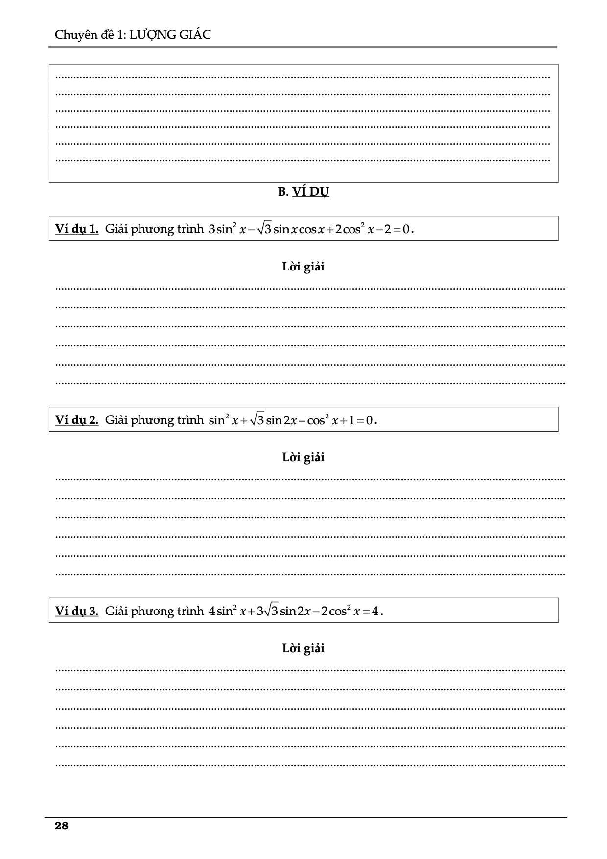 Các dạng bài tập về hàm số lượng giác toán lớp 11