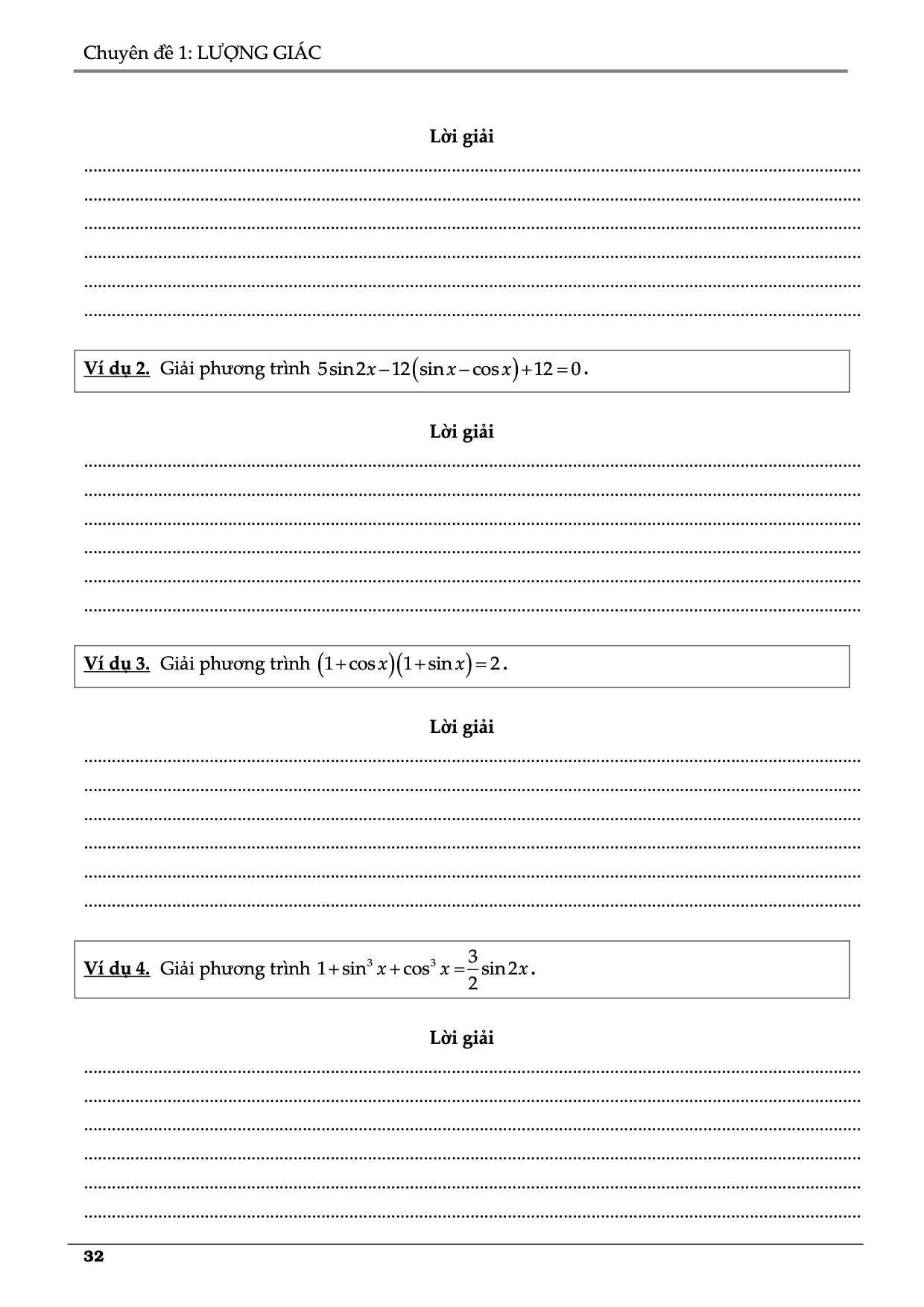 Bài tập lượng giác toán lớp 11