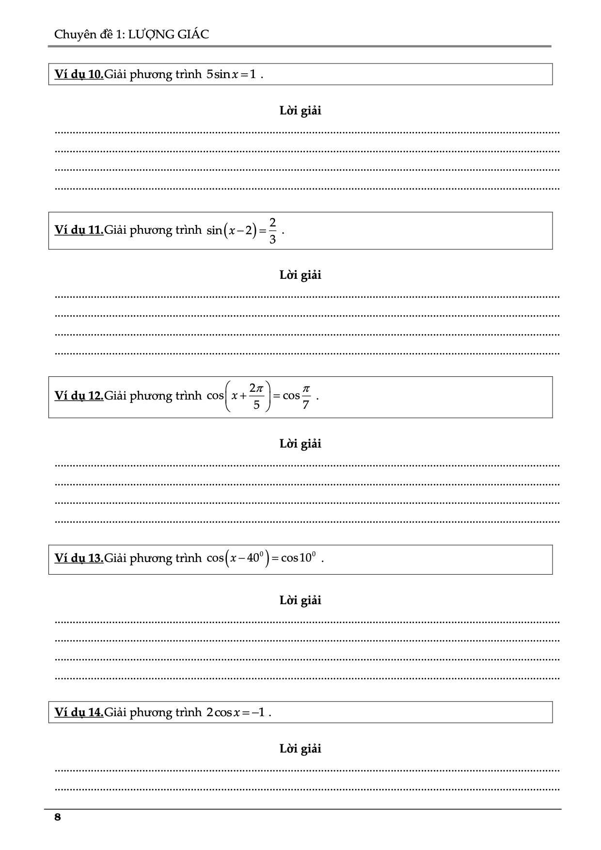 Bài tập phương trình lượng giác cơ bản lớp 11