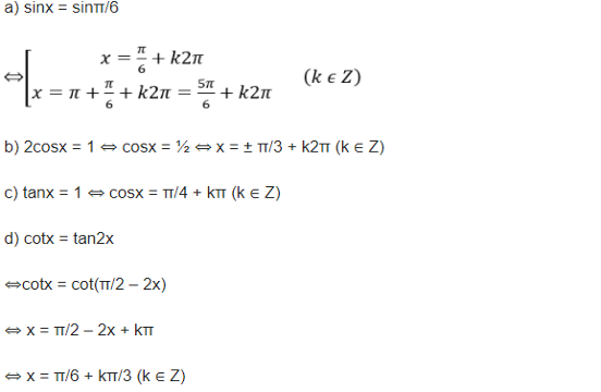 Giải phương trình lượng giác cơ bản