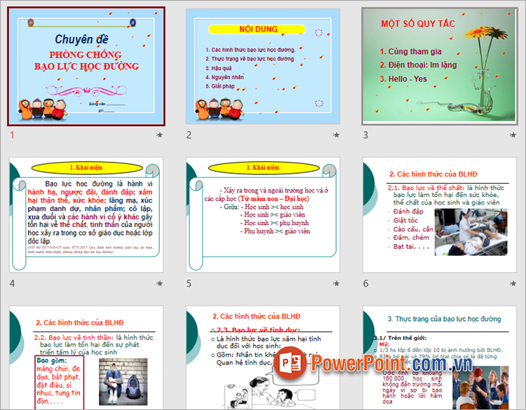 Mẫu PowerPoint chống bạo lực học đường đẹp