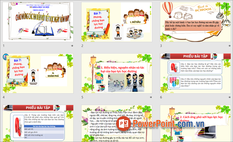Mẫu PowerPoint phòng chống bạo lực học đường