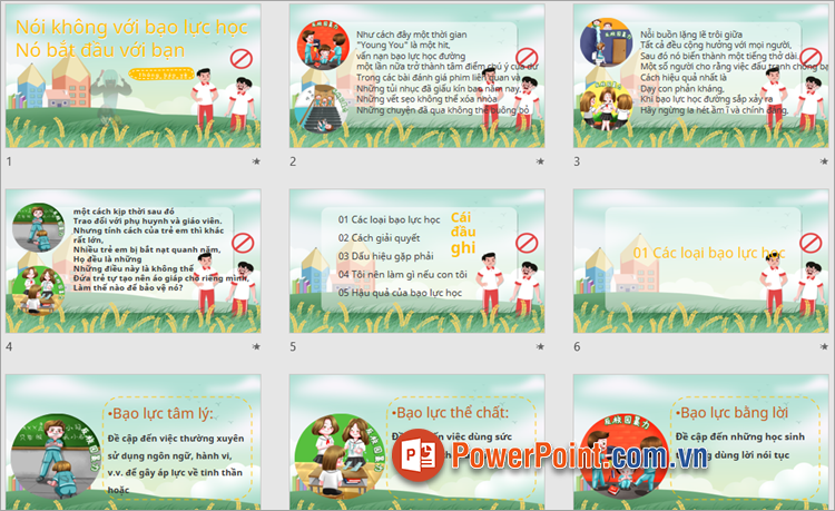 Mẫu PowerPoint phòng chống bạo lực học đường đẹp