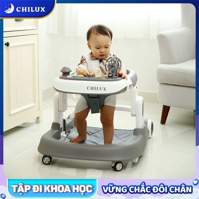 Xe tập đi Chilux gắn miếng lót mềm mại cho bé tập đứng vững không nhón chân