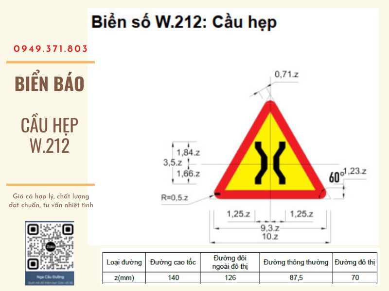 Kích thước biển báo cầu hẹp