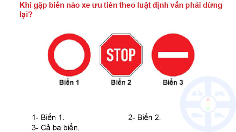 Khi gặp biển nào xe ưu tiên theo luật định vẫn phải dừng lại?