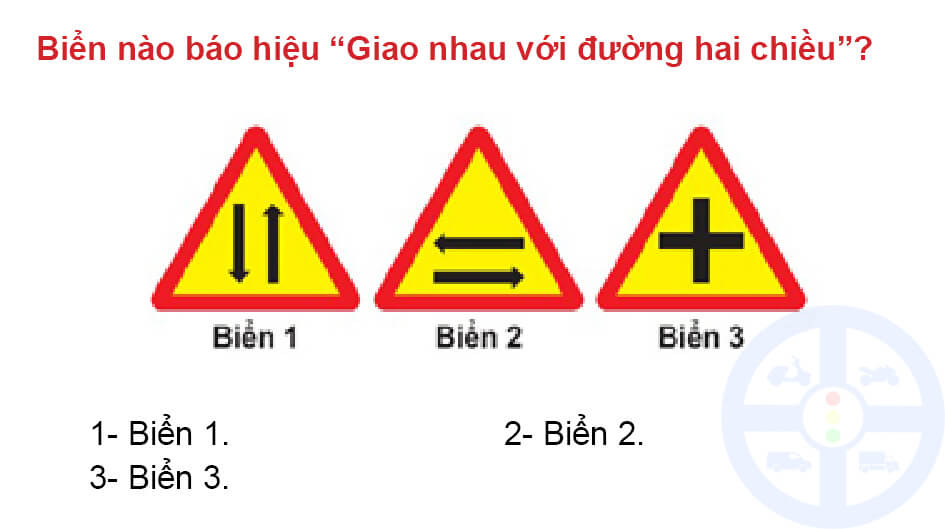 Biển nào báo hiệu “Giao nhau với đường hai chiều”?