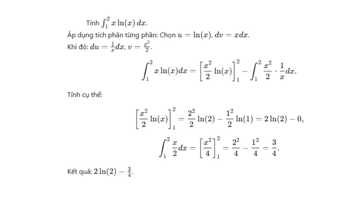 Tích phân của hàm đa thức và hàm logarit