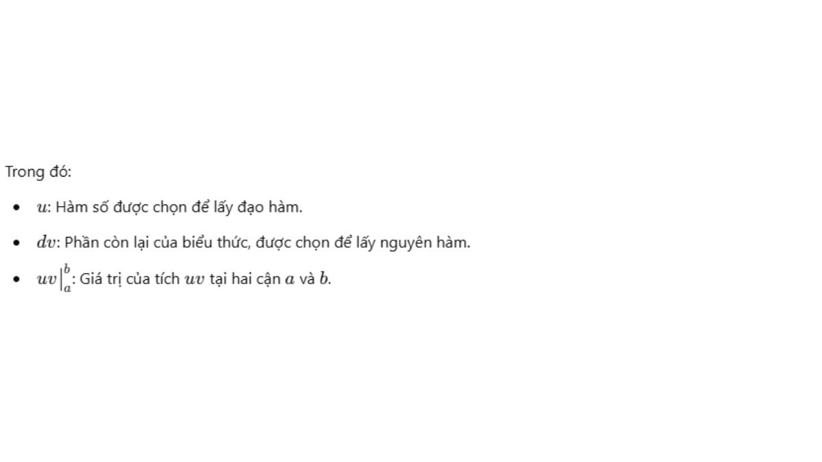 Công thức tính tích phân từng phần