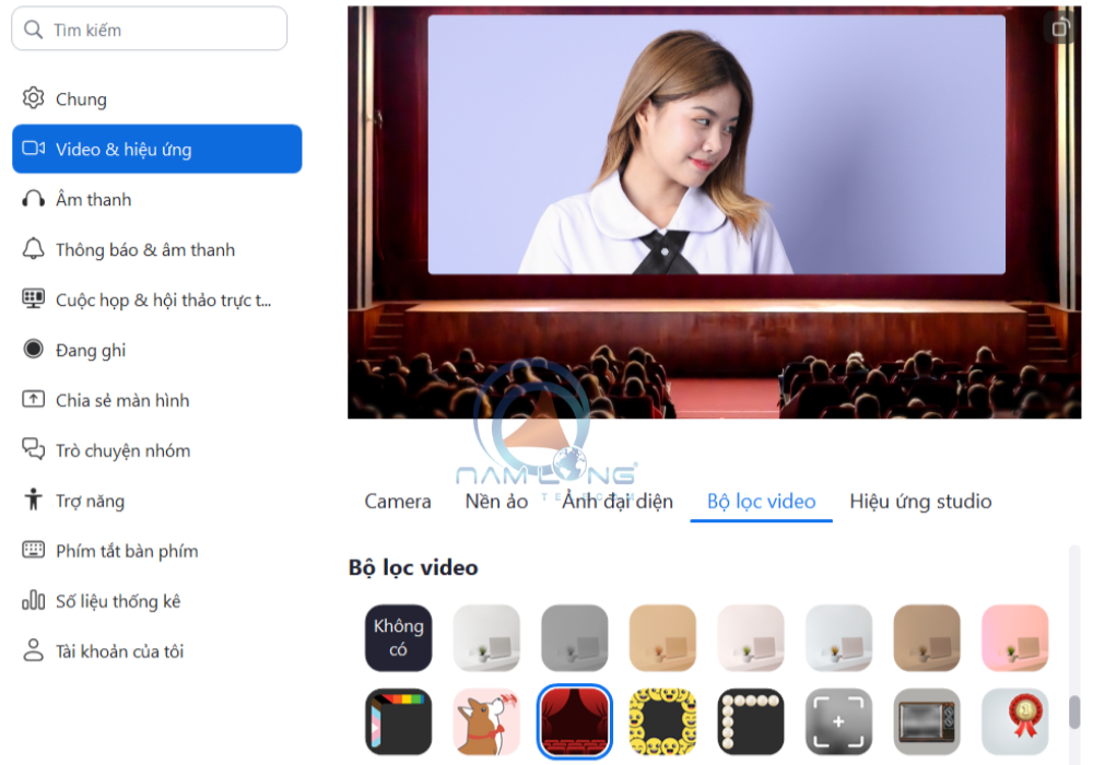 Filter tĩnh trên Zoom