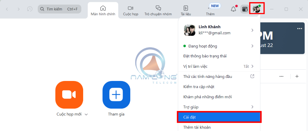 Truy cập vào phần cài đặt Zoom để bật Filter