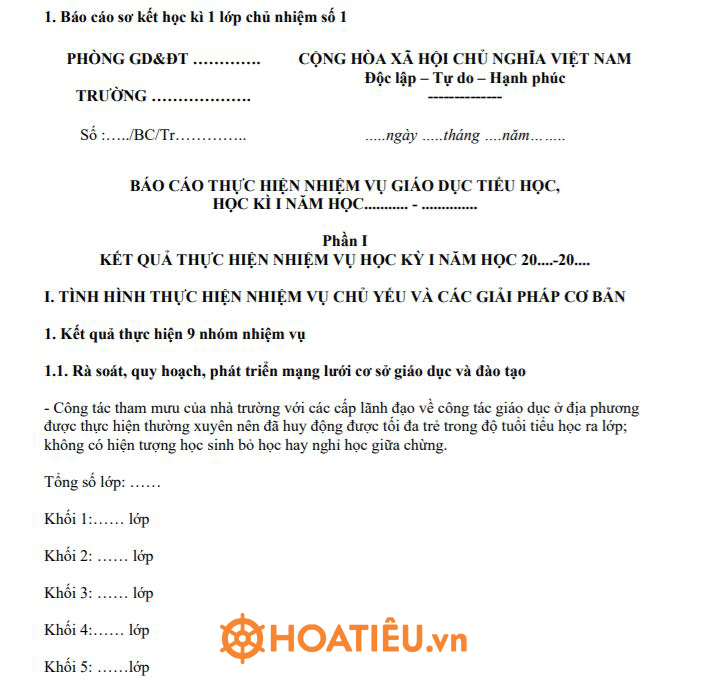 cach viet ban so ket hoc ky 1 cua hoc sinh