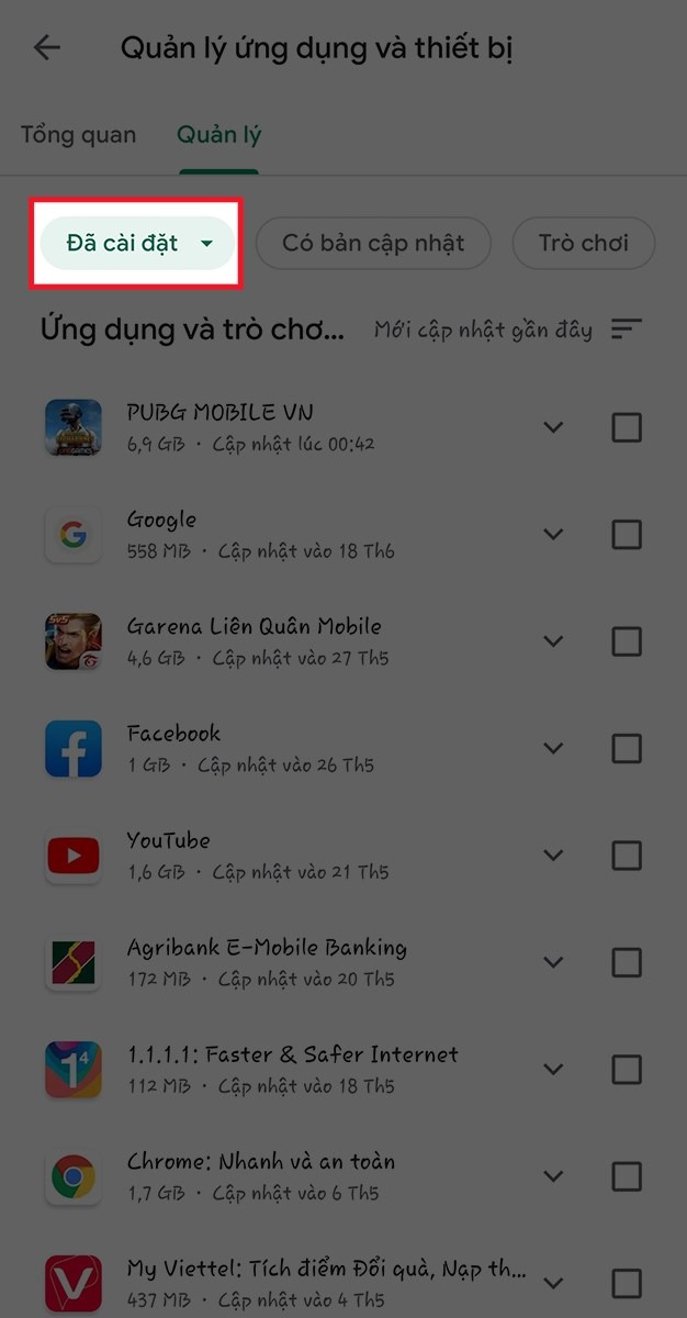 Xem lại ứng dụng đã tải trên CH Play điện thoại nhanh chóng và dễ dàng