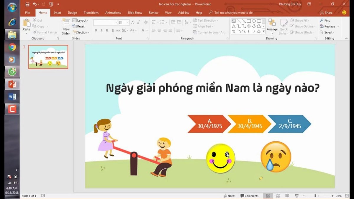 Làm trò chơi câu hỏi trắc nghiệm trên Powerpoint giúp rút ngắn thời gian giảng bài hay thuyết trình