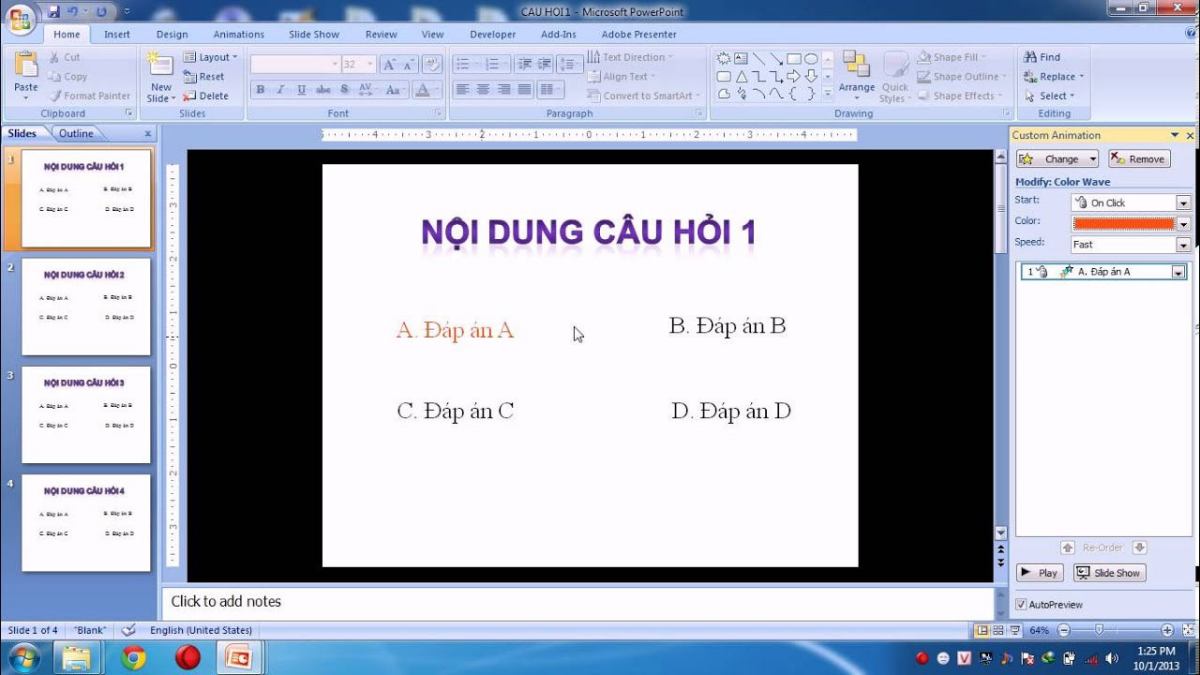 Cách làm câu hỏi trắc nghiệm trên Powerpoint có thể Thu hút người nghe