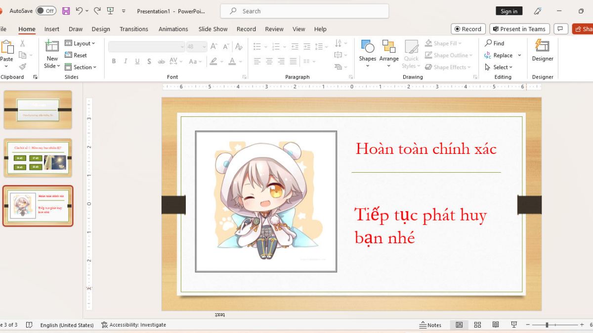 Bước 3: Cách làm câu hỏi trắc nghiệm trên Powerpoint
