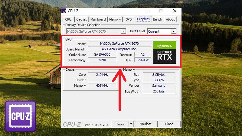 Xem thông tin card đồ họa bằng phần mềm CPU-Z