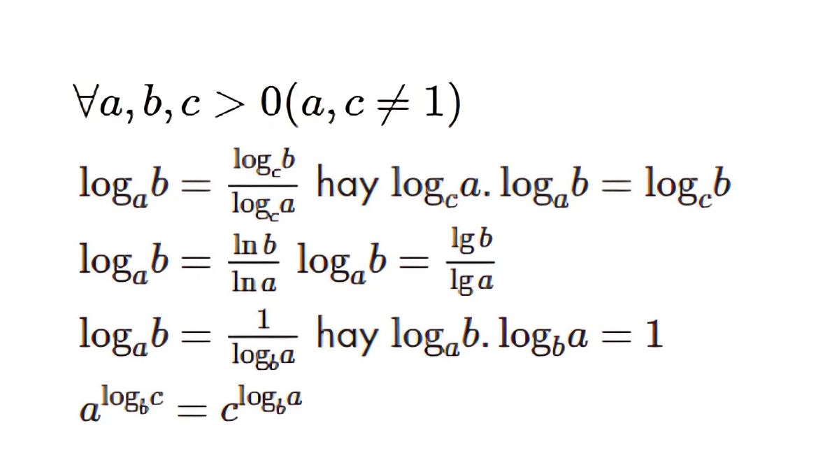 Công thức logarit phép đổi cơ số