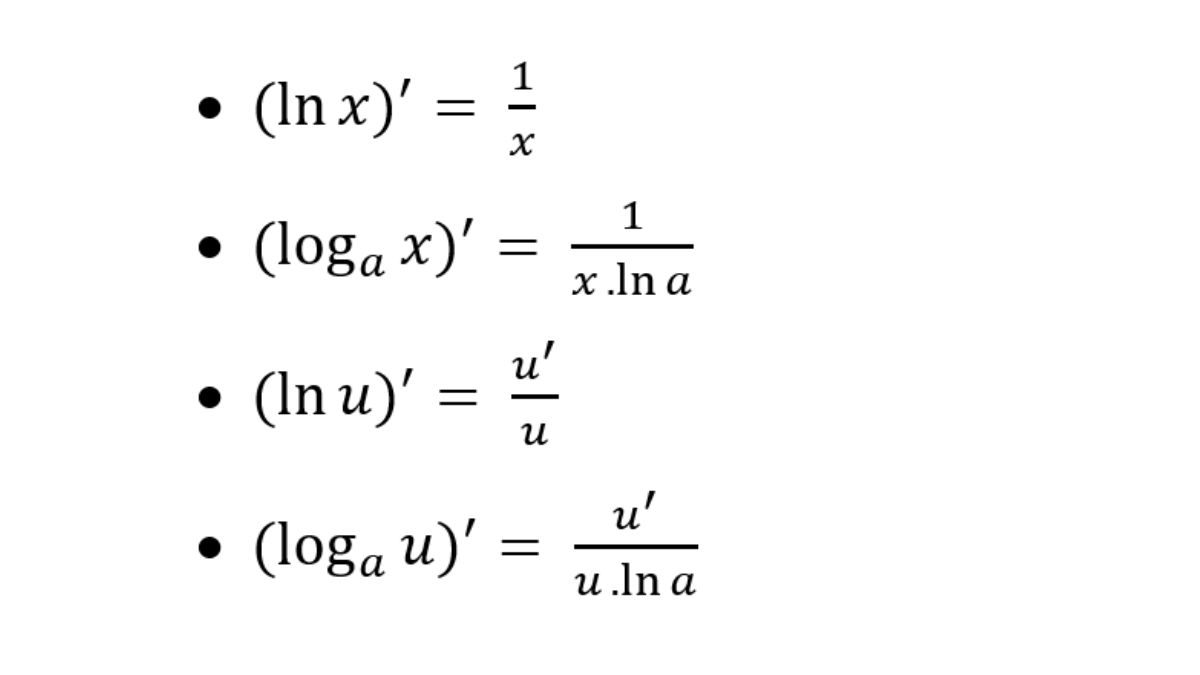 Công thức logarit đạo hàm