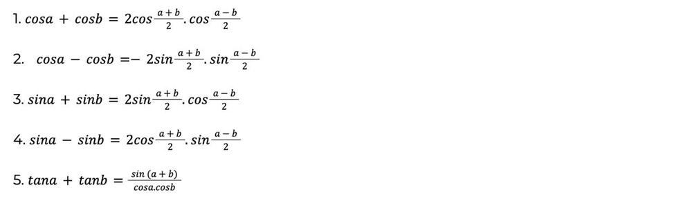 Công thức lượng giác biến tổng thành tích