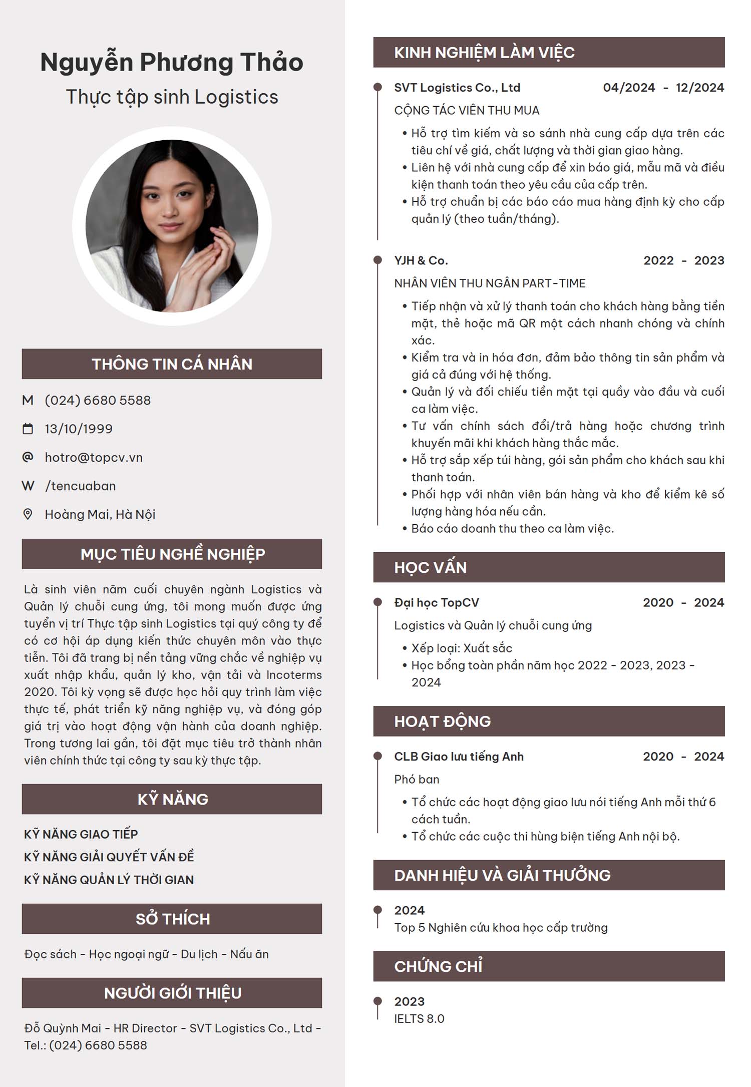 cv cho sinh vien moi ra truong