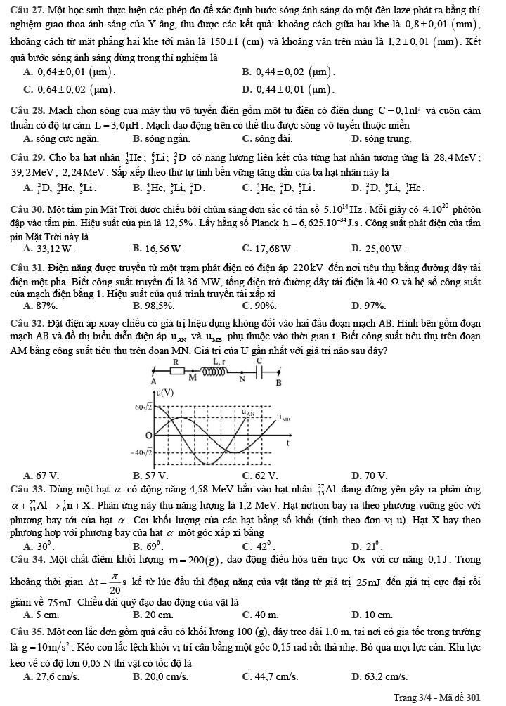 dap an de thi thu thpt quoc gia 2023 2