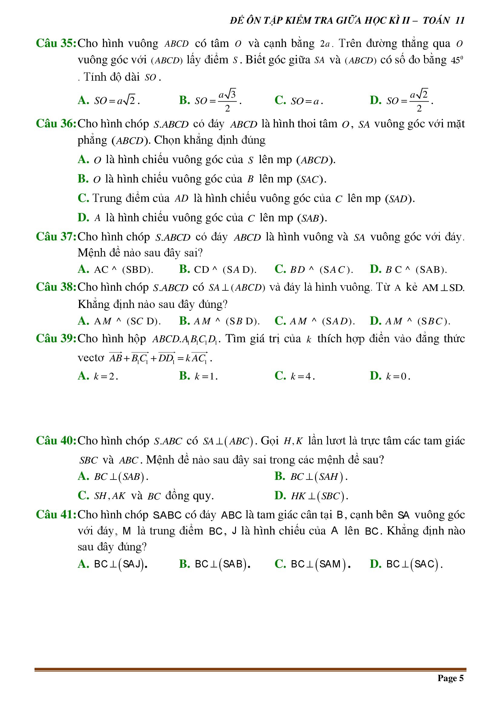 de kiem tra giua ki 1 toan 11 ket noi tri thuc 10