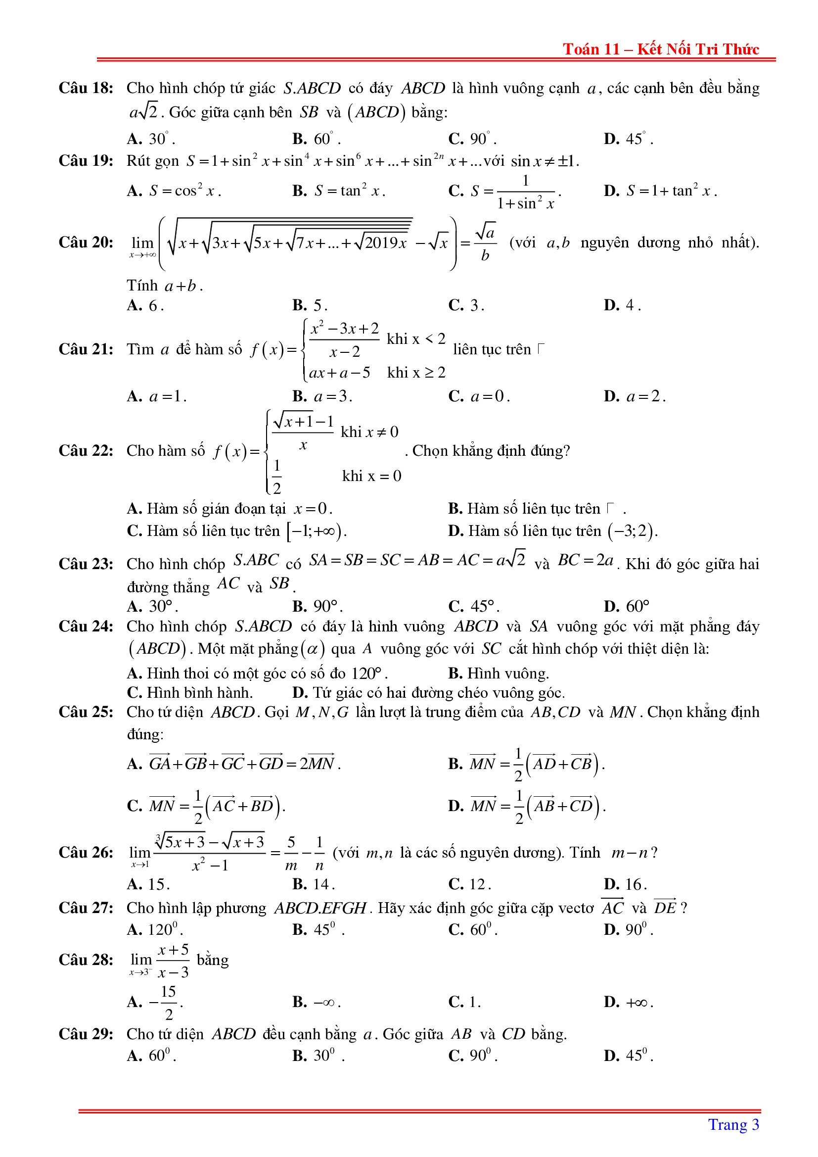 de kiem tra giua ki 1 toan 11 ket noi tri thuc 2