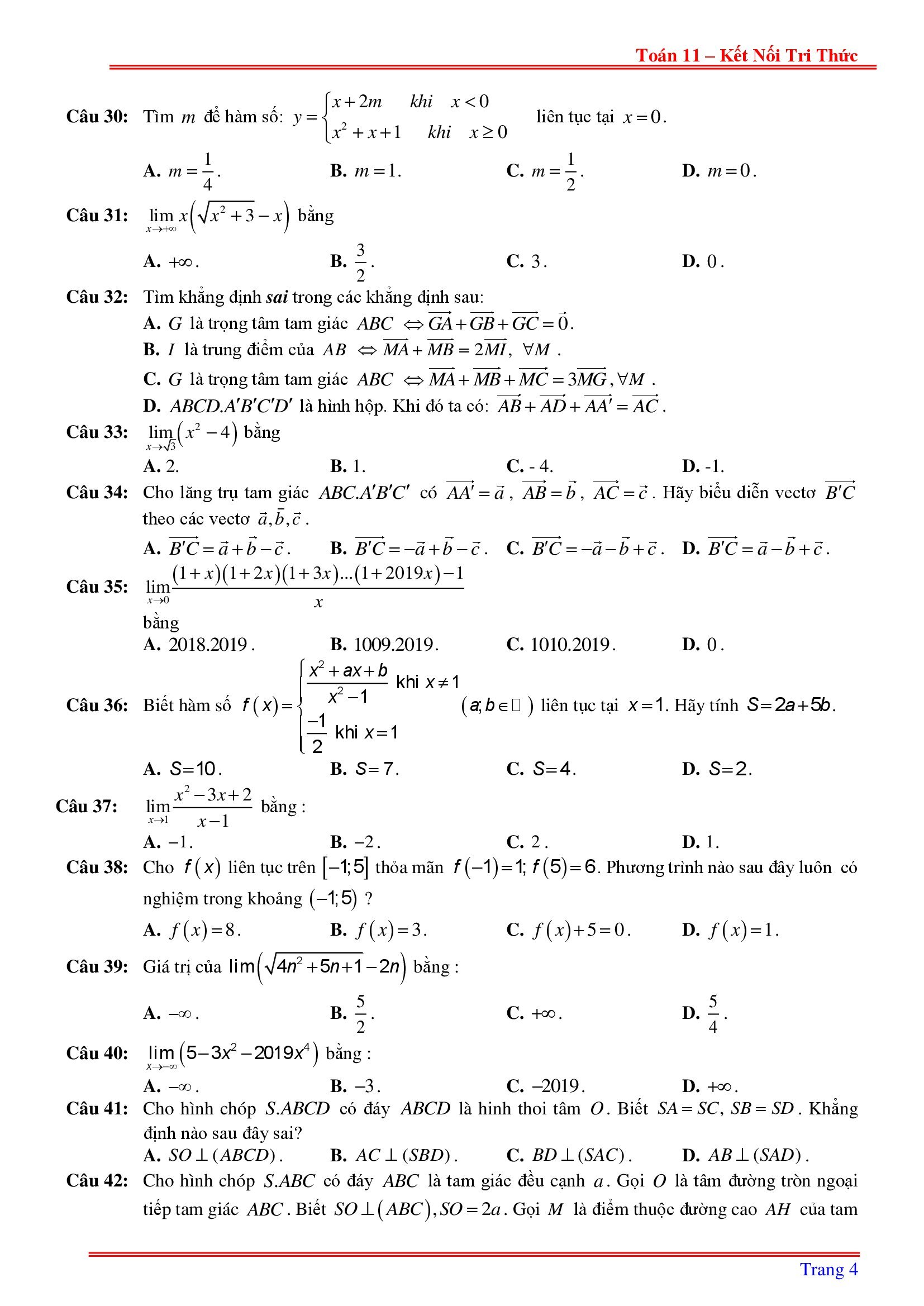 de kiem tra giua ki 1 toan 11 ket noi tri thuc 3