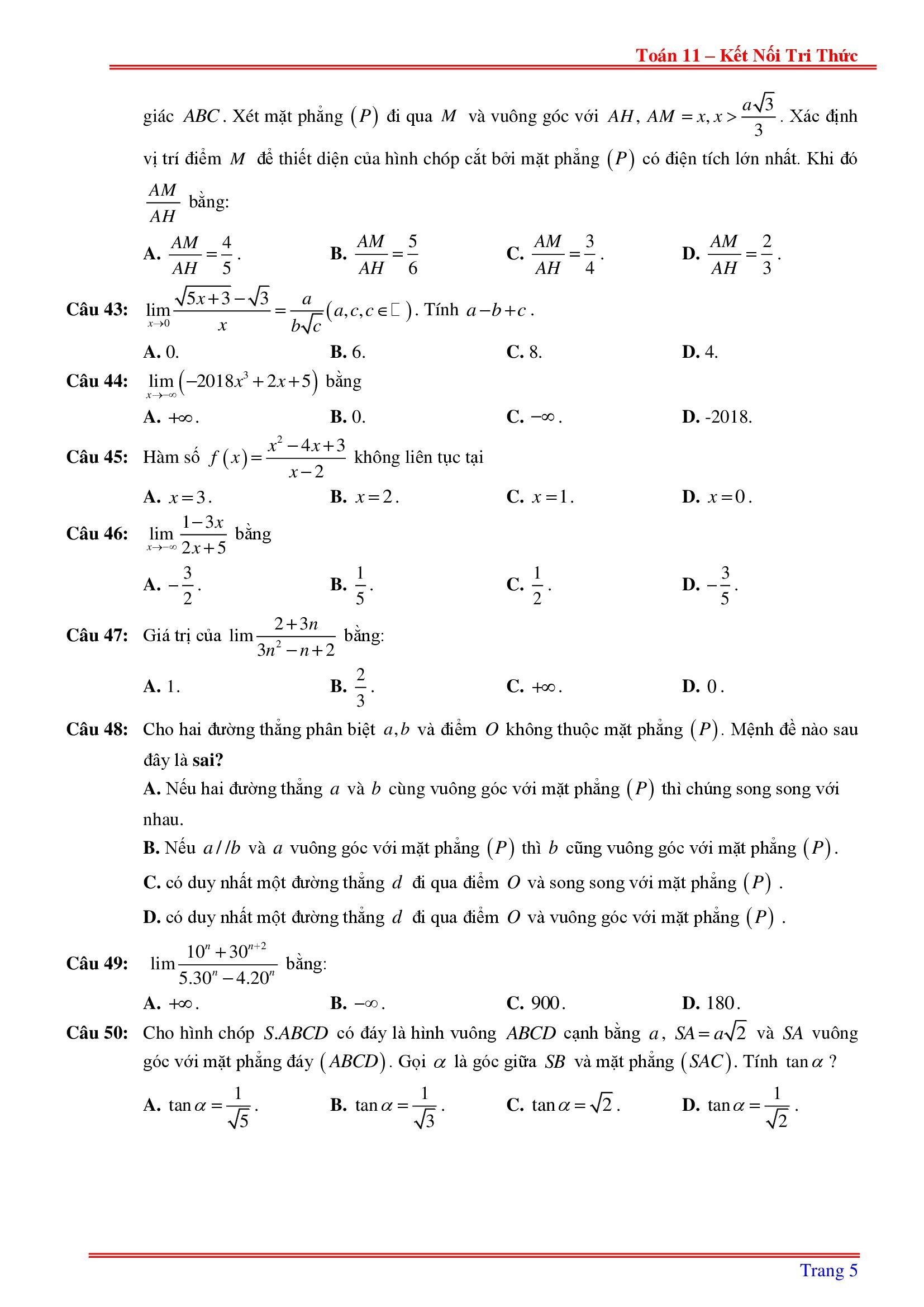de kiem tra giua ki 1 toan 11 ket noi tri thuc 4