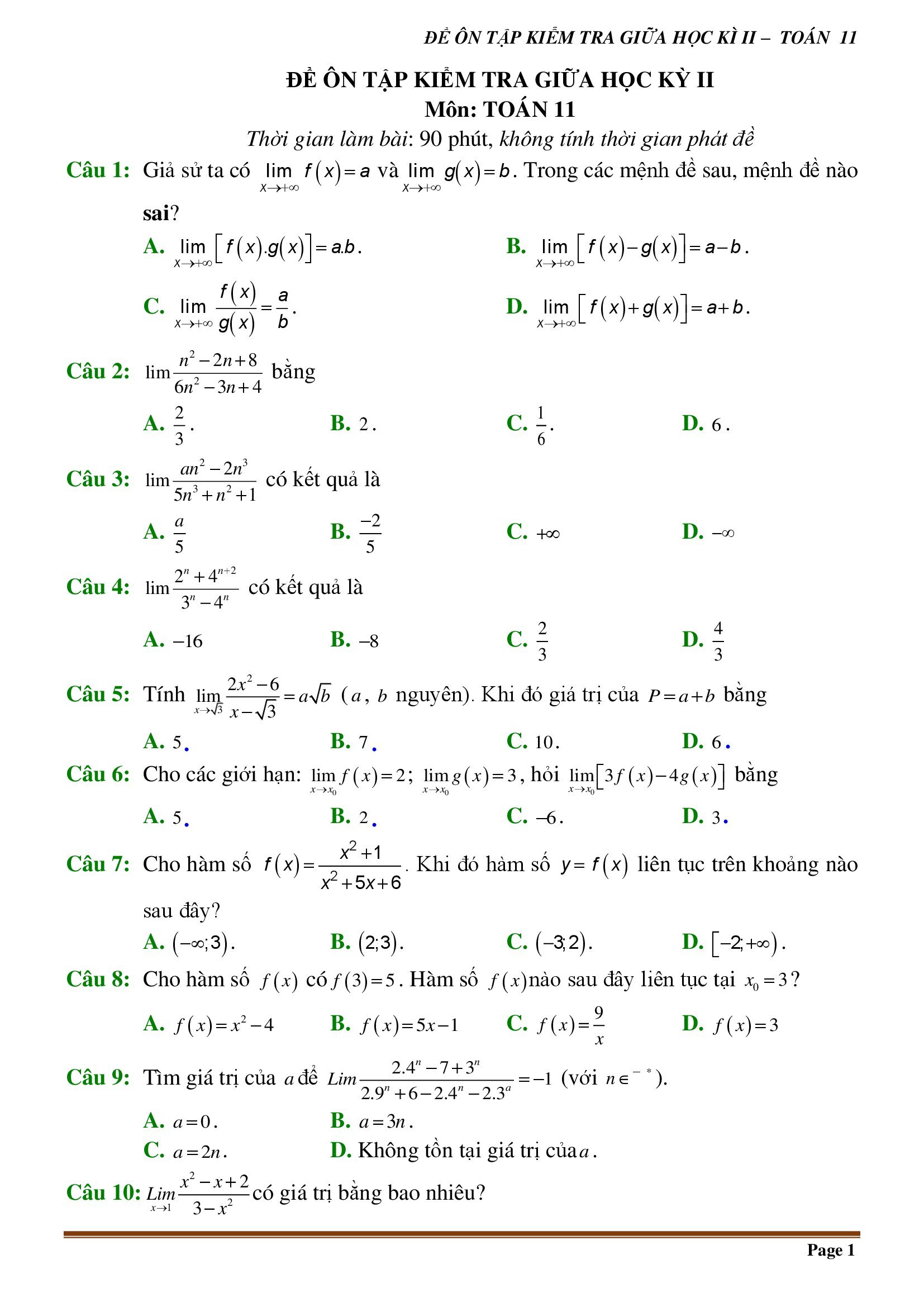 de kiem tra giua ki 1 toan 11 ket noi tri thuc 6