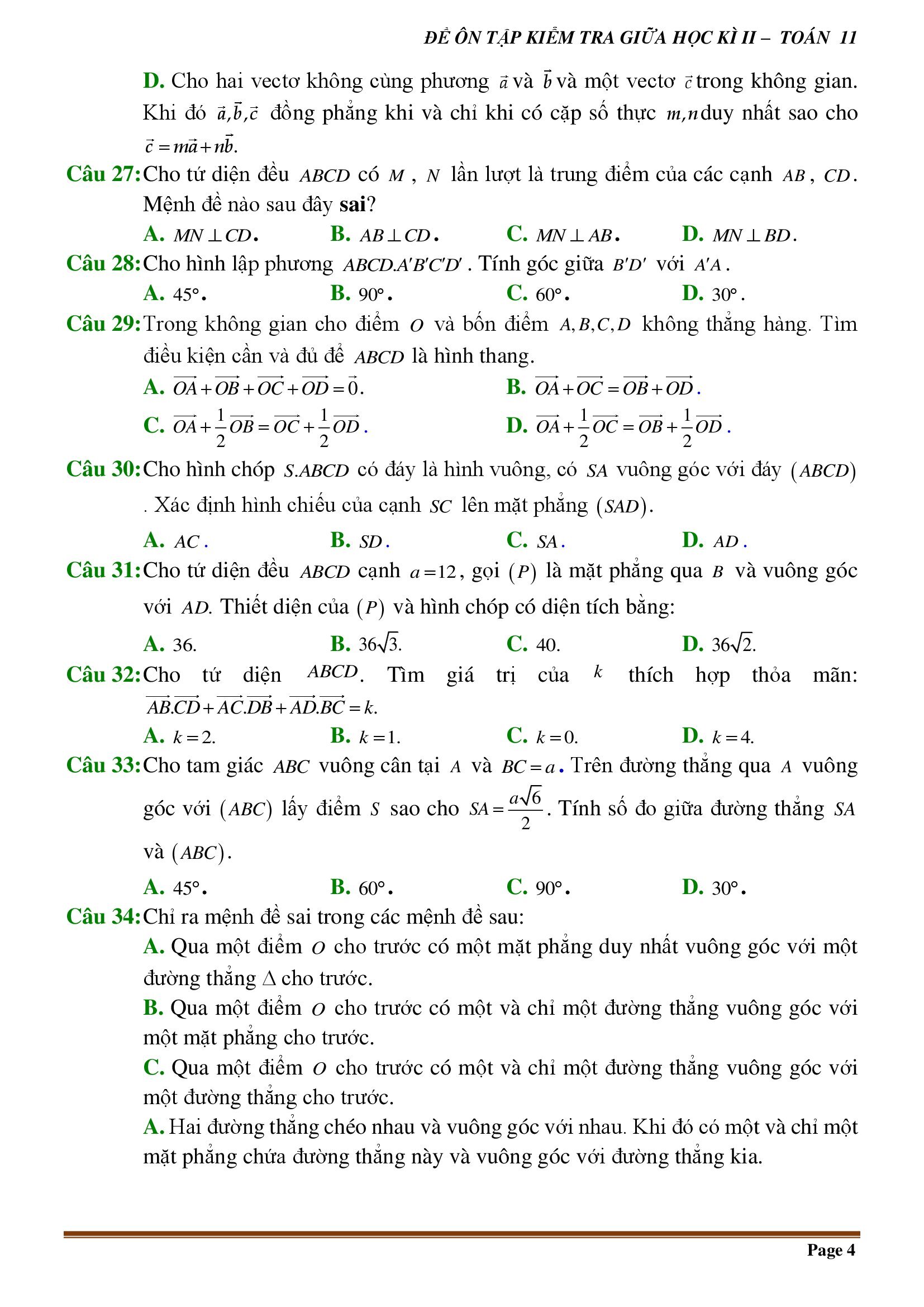 de kiem tra giua ki 1 toan 11 ket noi tri thuc 9