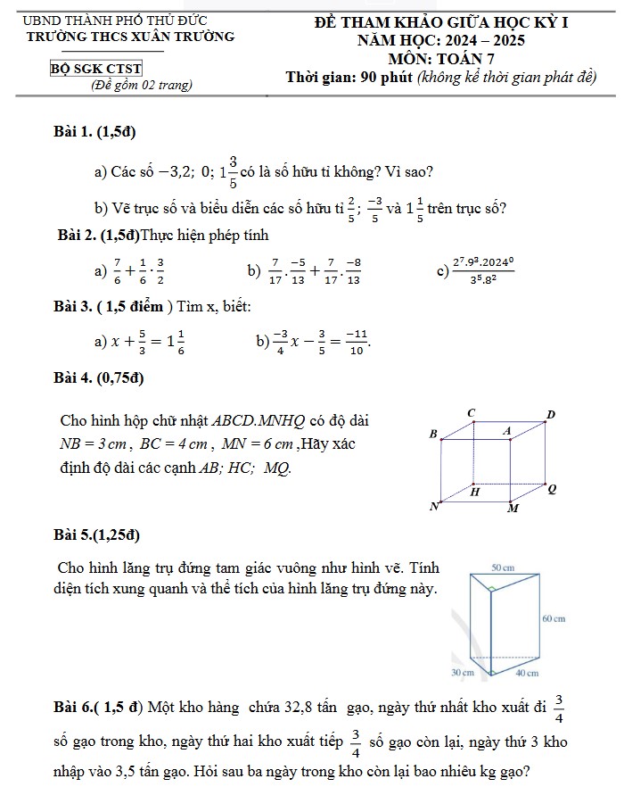 de thi lop 7 giua hoc ki 1 2