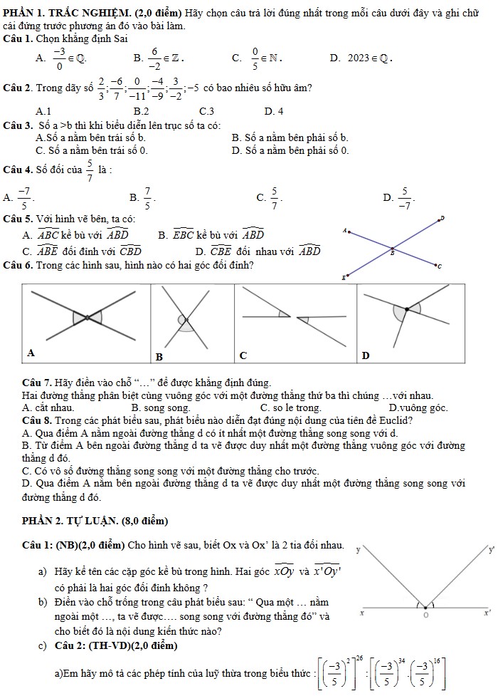 de thi lop 7 giua hoc ki 1