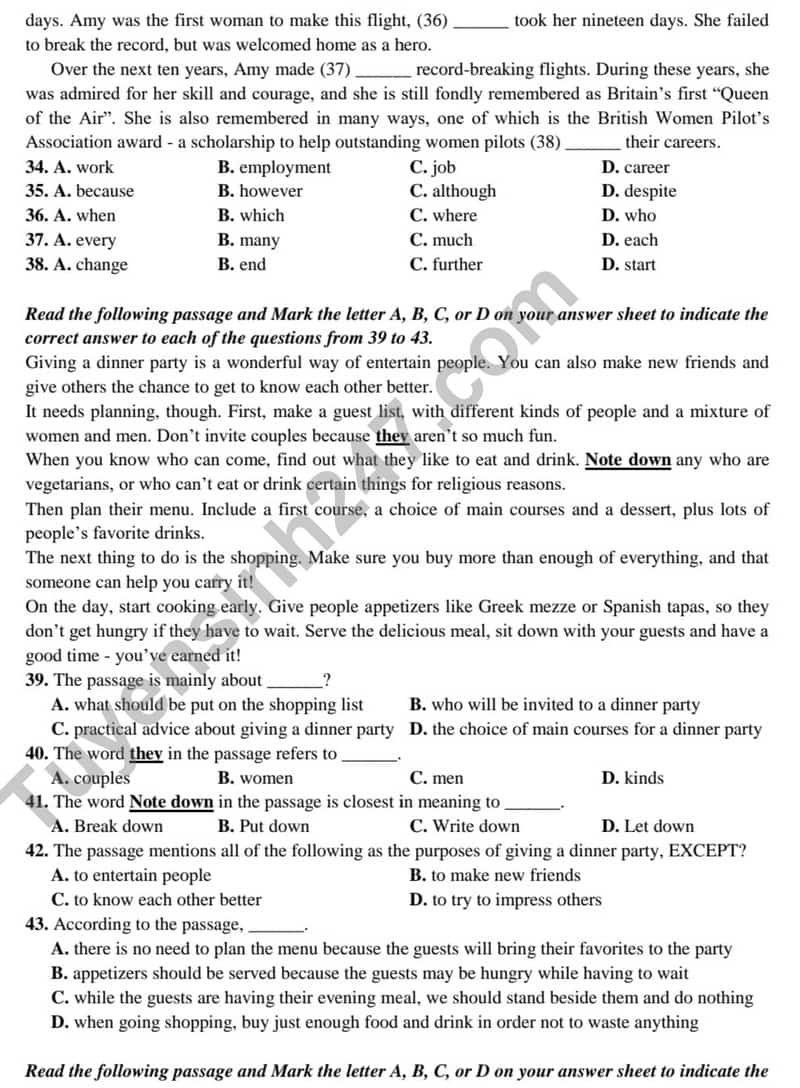 Đề thi thử tốt nghiệp THPT môn Tiếng Anh năm 2024 có đáp án - 4